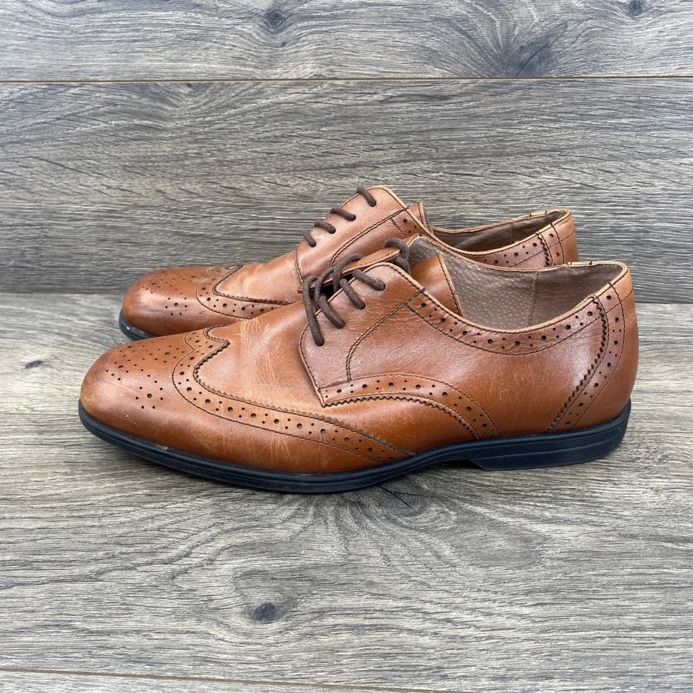 Florsheim Kids Wingtip Oxford Boys Size 7 M Cognac Brown Leather Brogue 16669